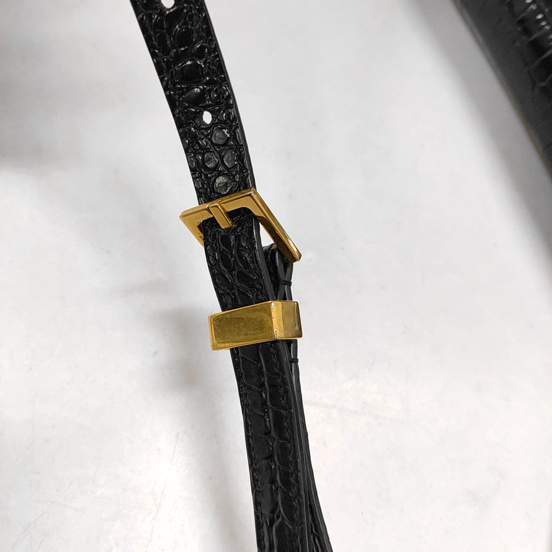 YSL MANHATTAN Small Black Calfskin Embossed Manhattan Bag Single Shoulder Bag Gold Hardware Removable Strap-(SKU)-950079755