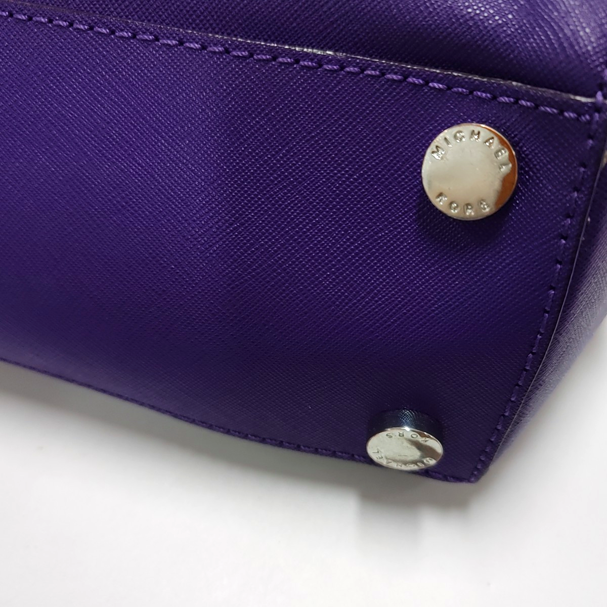 MICHAEL KORS Small size Purple Leather Textured Studs Single Shoulder Bag Handbag Crossbody Silver Hardware Removable shoulder strap-(SKU)-930756966