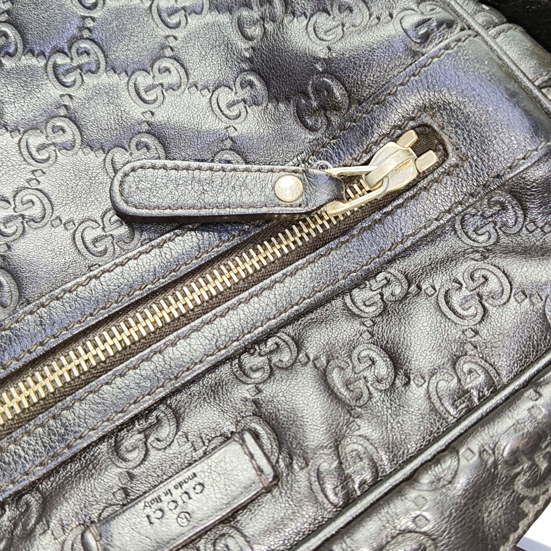 GUCCI GG Imprime Brown Leather Vintage Shoulder and Crossbody Bag Golden hardware-(SKU)-953018922