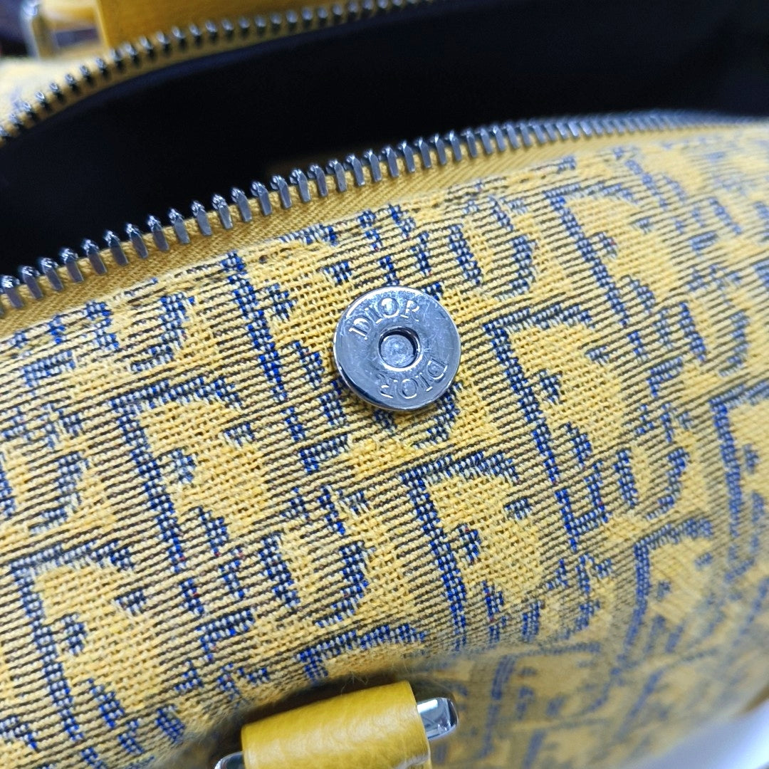 DIOR Lingot Yellow Canvas Monogram Boston Bag Crossbody Shoulder Bag Tote Bag-(SKU)-969531288