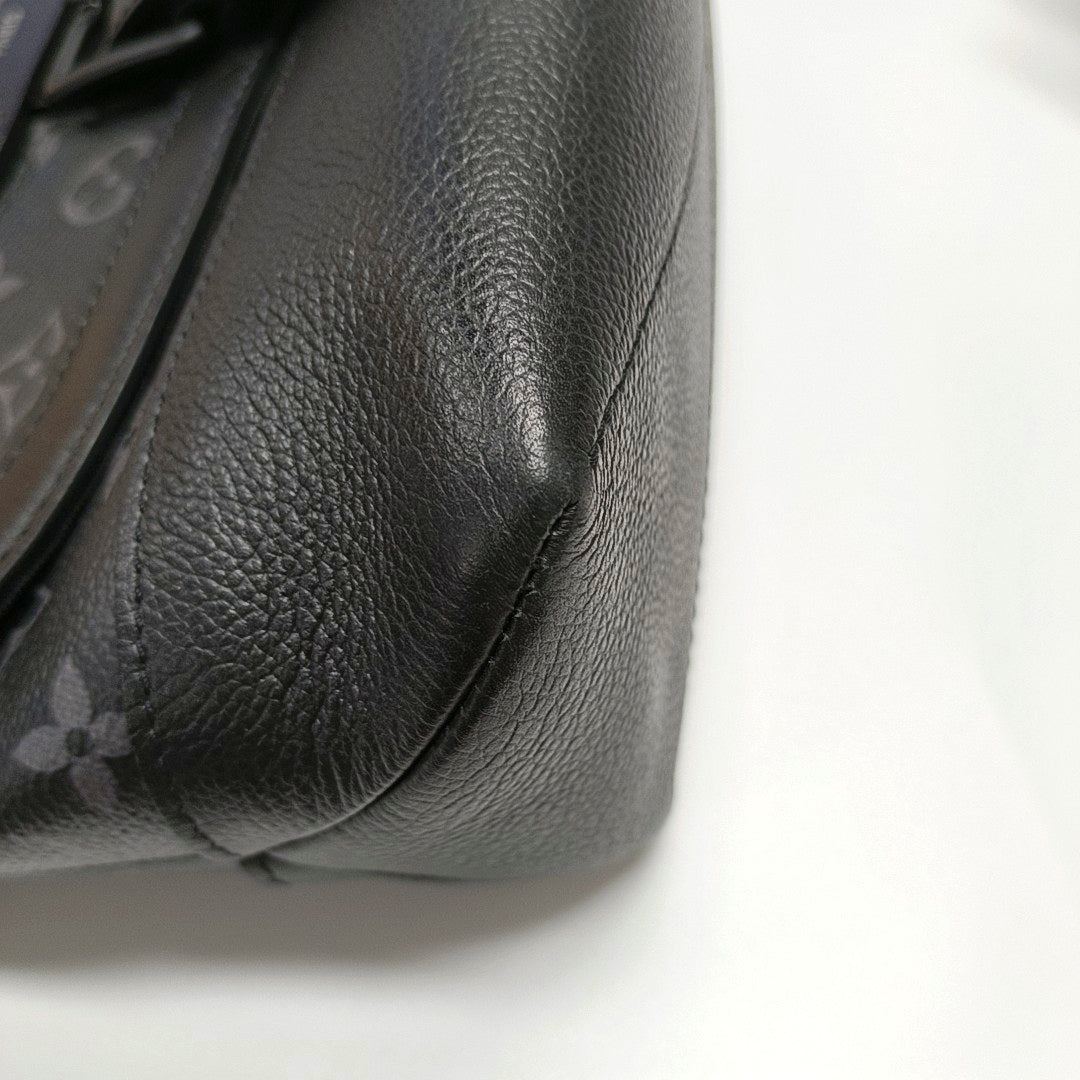 LOUIS VUITTON SAUMUR Black Coated Canvas Monogram Messenger Bag, Single Shoulder Bag, Crossbody Bag, Handbag, Black Hardware, Detachable Shoulder Strap, Accessories Included-(SKU)-971022749