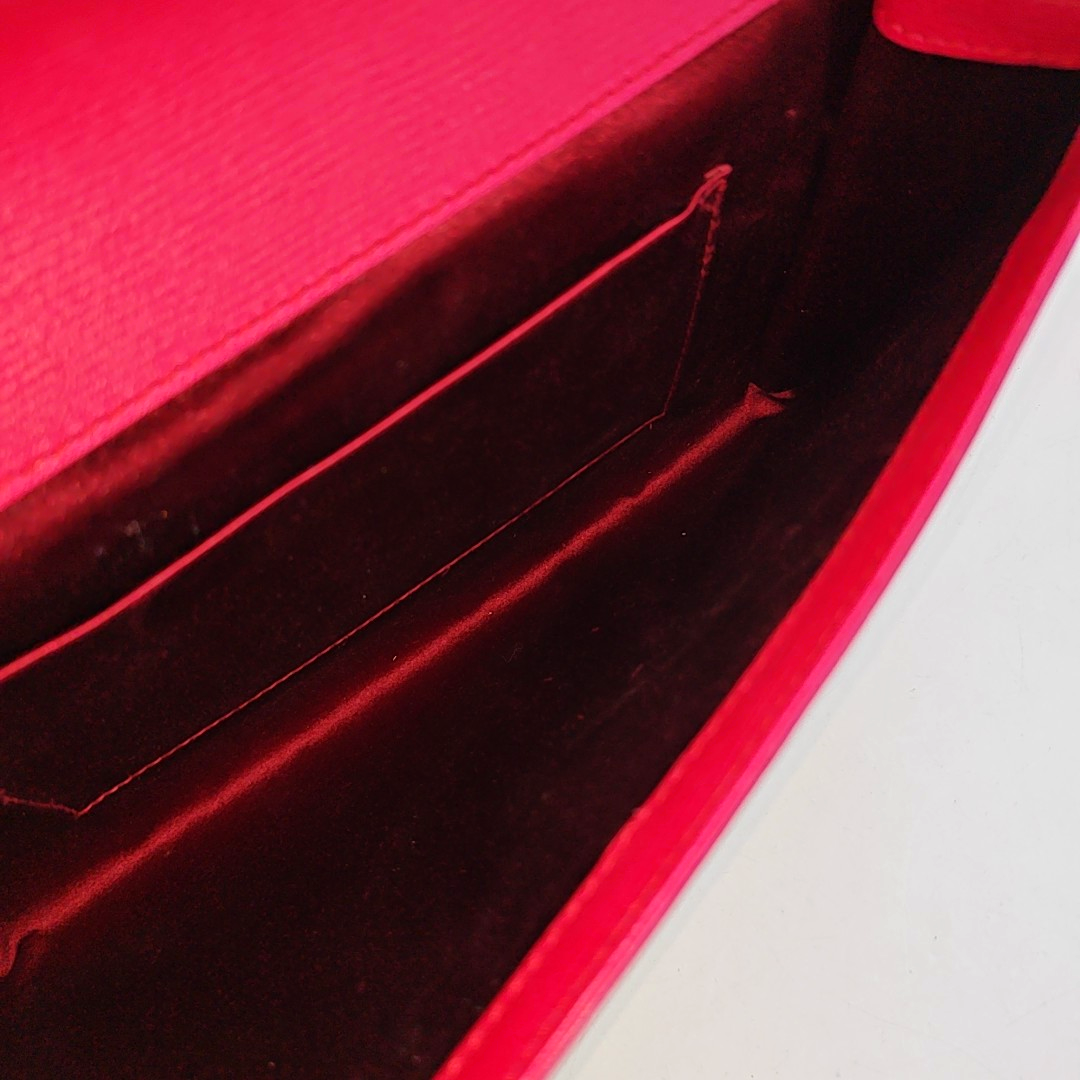 YSL CHYC Y LIGNE Fuchsia Leather Clutch Golden hardware-(SKU)-940540756