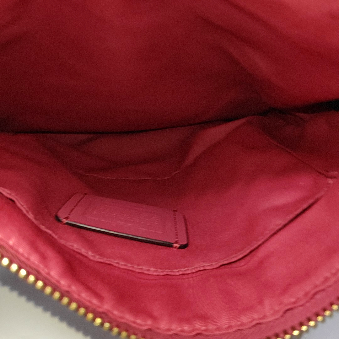 COACH Fuchsia Leather Carriage Single Shoulder Bag Crossbody Bag Golden hardware-(SKU)-14238805
