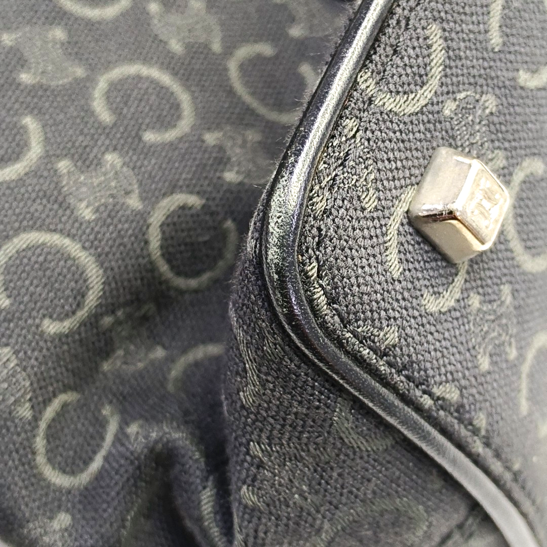CELINE Tote bag Black Fabric Triumph Arch Embossed Handbag Single Shoulder Bag Golden hardware-(SKU)-951292788