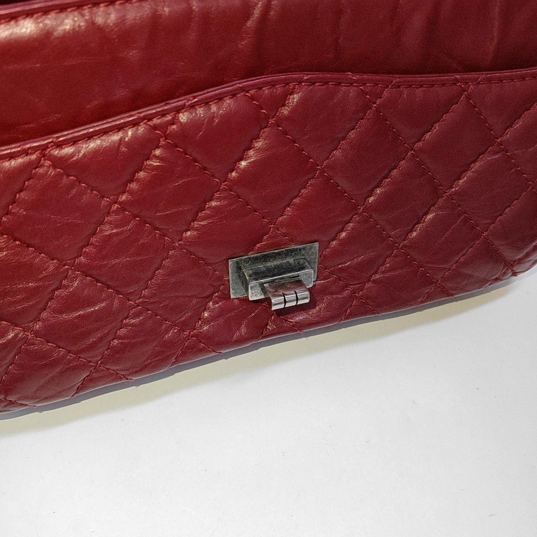 CHANEL 2.55 Red Calfskin Quilted Crossbody Shoulder Bag Black Hardware 16 Flap-(SKU)-961723854