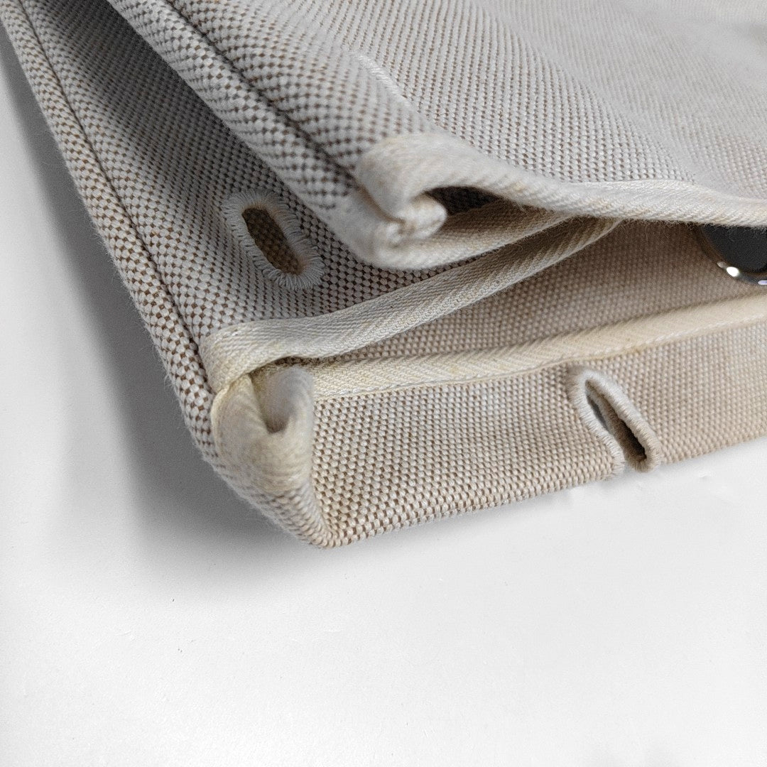 HERMÈS Herbag 39 Milkshake White Canvas Shoulder Bag Tote with Detachable Strap-(SKU)-970841956