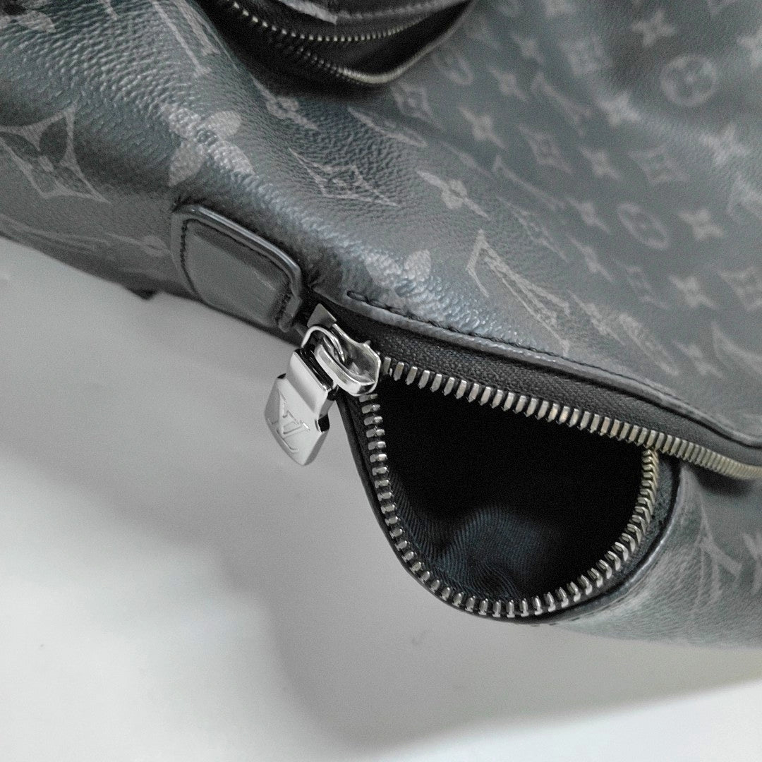 LOUIS VUITTON DISCOVERY Dark Gray Coated Canvas Monogram Printed Backpack Tote Bag with Silver Hardware-(SKU)-969984288