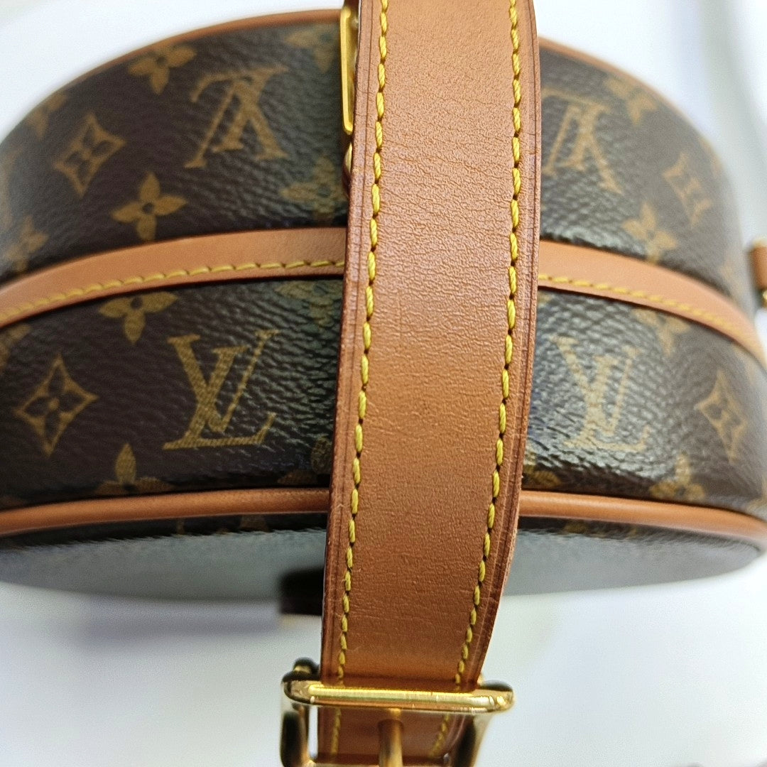 LOUIS VUITTON BOITE CHAPEAU Small Brown Coated Canvas Monogram Pattern Round Pie Bag Single Shoulder Bag Tote Bag Crossbody Bag Golden Hardware Removable Strap-(SKU)-967608224