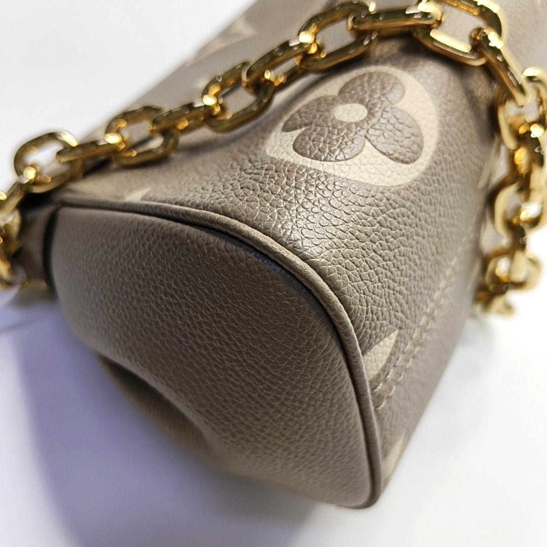 LOUIS VUITTON FAVORITE Gray Cowhide Embossed Shoulder Bag Crossbody 2 Removable Straps Golden Hardware-(SKU)-969275114