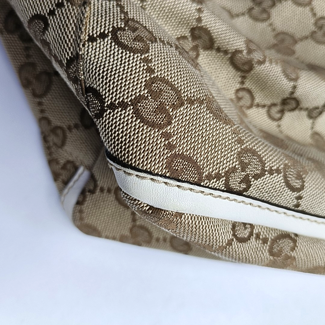 GUCCI D-Ring Large size Brown Canvas Monogram Handbag Single Shoulder Bag Golden hardware-(SKU)-953121476