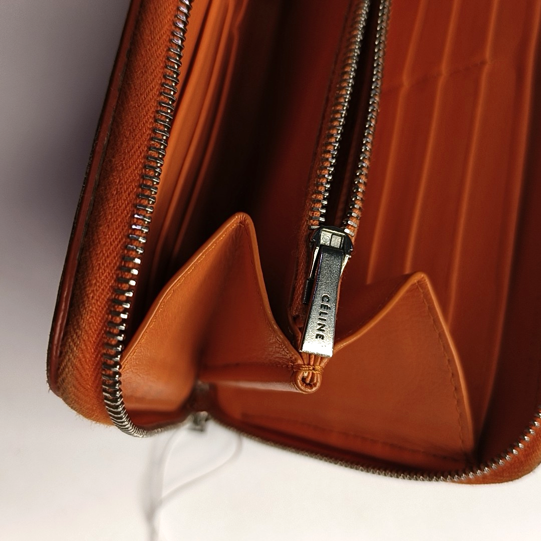 CELINE Orange Cowhide Wallet Silver Hardware-(SKU)-957043236