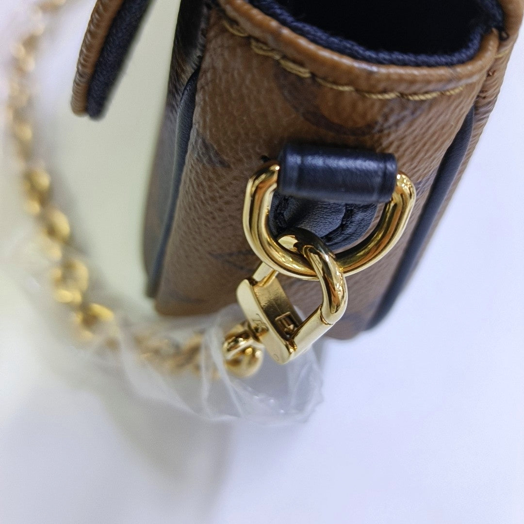 LOUIS VUITTON IVY Brown Coated Canvas Monogram Crossbody Bag Shoulder Bag Golden Hardware 2 Removable Straps Accessories Included-(SKU)-962960162