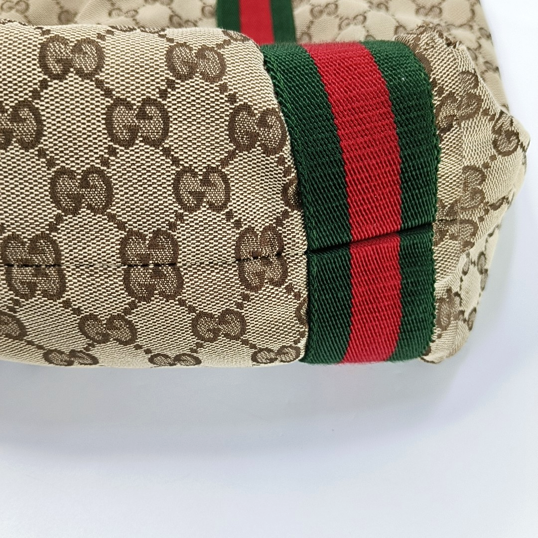 GUCCI Diaper Brown Canvas Monogrammed Striped Webbing Handbag Shoulder Bag-(SKU)-960138854
