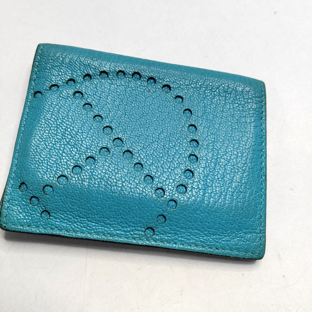 HERMÈS Tanzanian BlueChèvre MysoreGoat Leather Card Case 🄾stamp-(SKU)-944678521