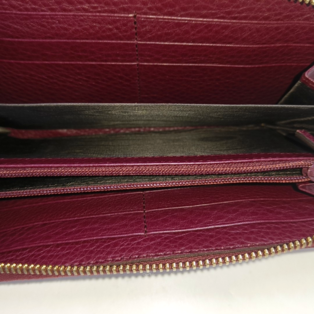 GUCCI Bamboo 1947 Burgundy Cowhide Bamboo Fringe Wallet Golden hardware-(SKU)-960308481