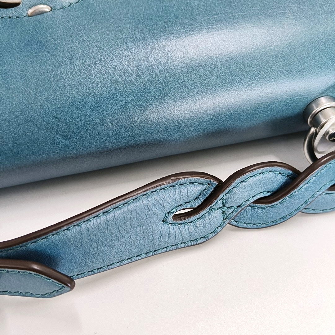 TORY BURCH Miller Blue cowhide single shoulder bag Silver Hardware Removable shoulder strap-(SKU)-14132600
