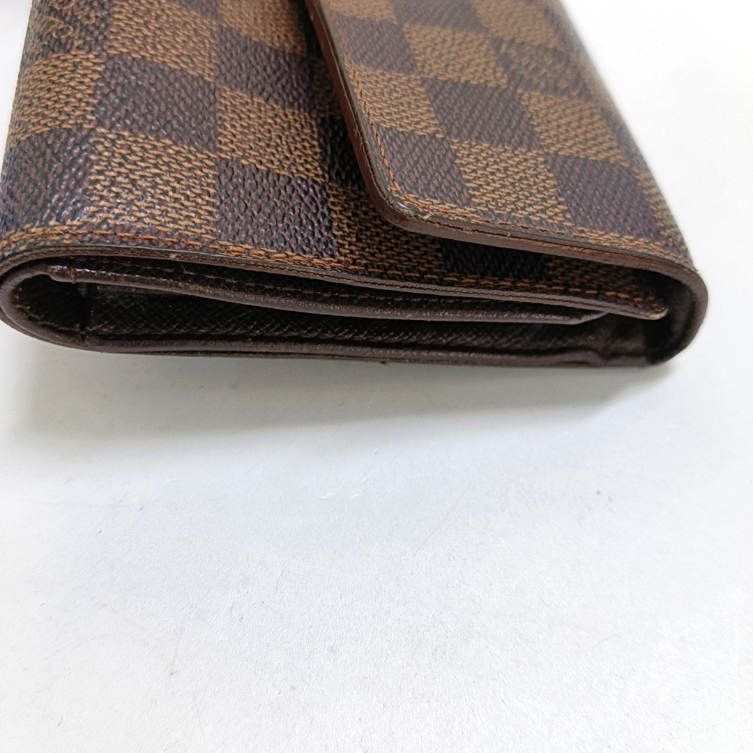 LOUIS VUITTON TRESOR Brown Coated Canvas Checkered Wallet Golden hardware-(SKU)-960314617