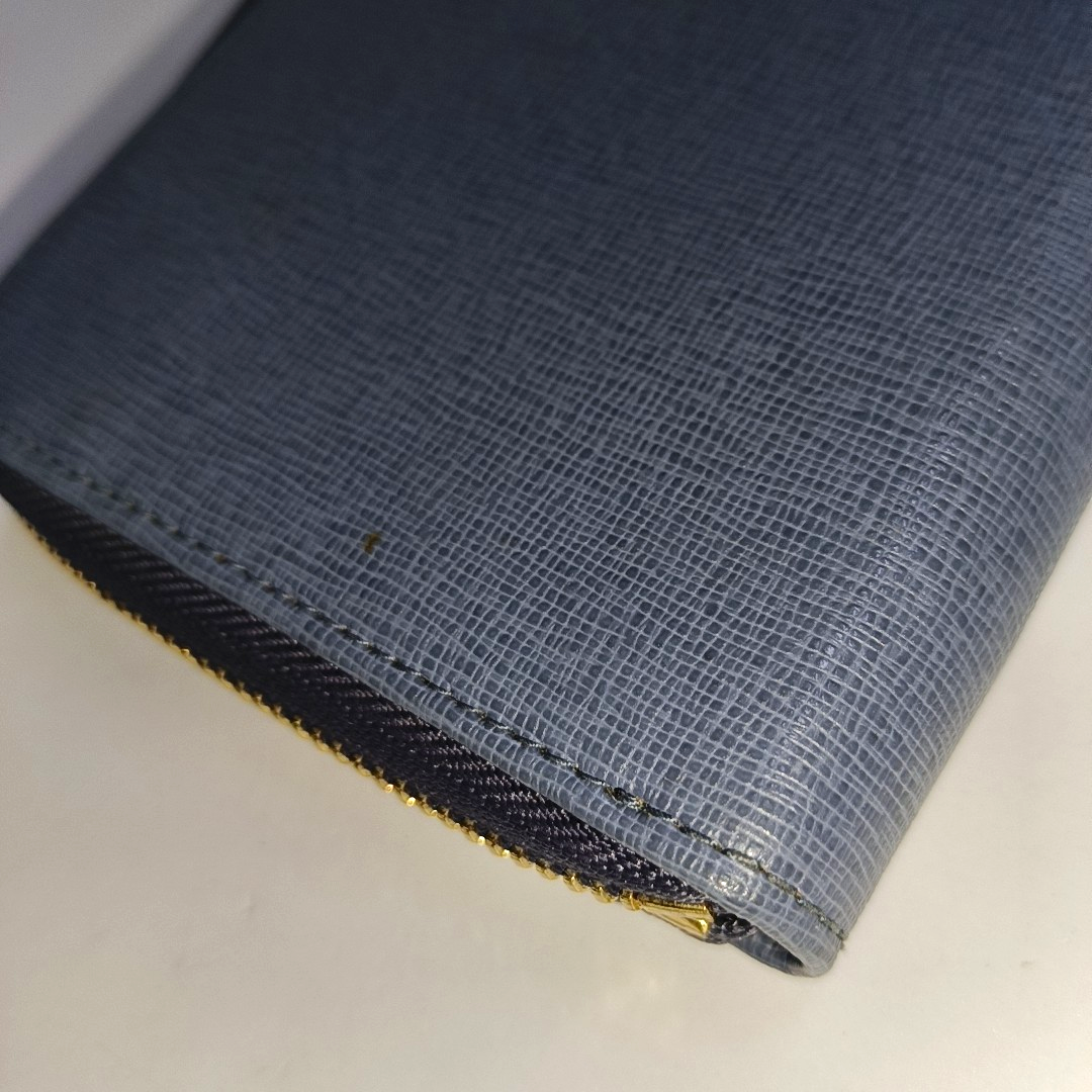 FURLA Blue Leather Embossed Wallet Golden hardware-(SKU)-940647077