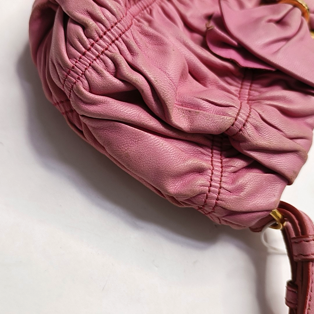 PRADA Pink Lamb Leather Quilted Handbag Golden hardware-(SKU)-949249347