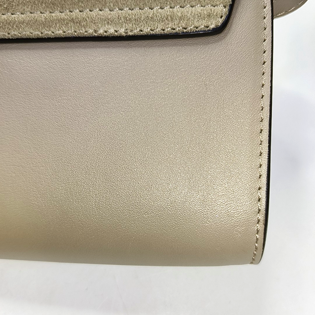 Chloé Faye Gray Cowhide Crossbody Single Shoulder Bag Golden Silver Hardware Removable shoulder strap-(SKU)-959793596
