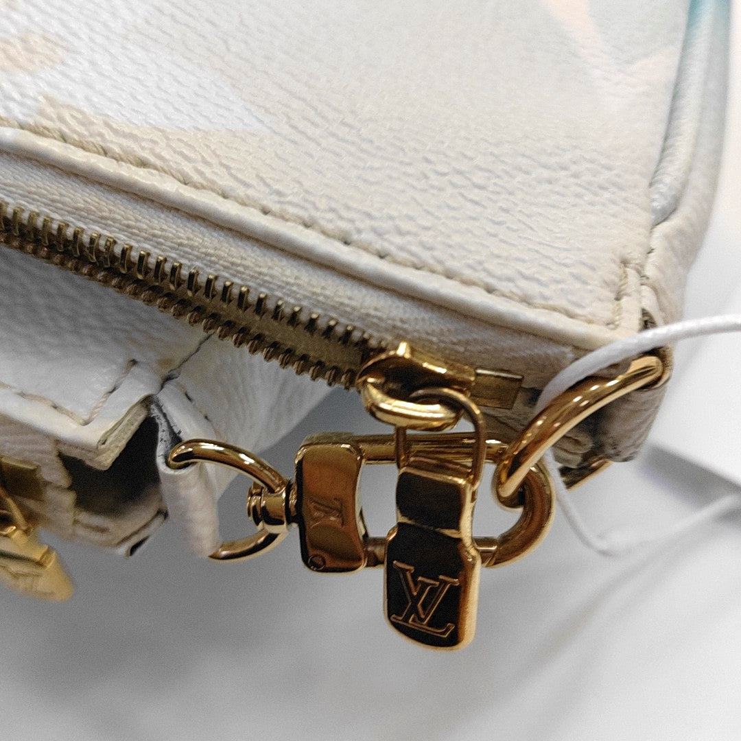 LOUIS VUITTON MULTI Blue Coated Canvas Monogram Five in One Crossbody Bag Shoulder Bag Gold Hardware Pockets 2 Removable Straps-(SKU)-968235817