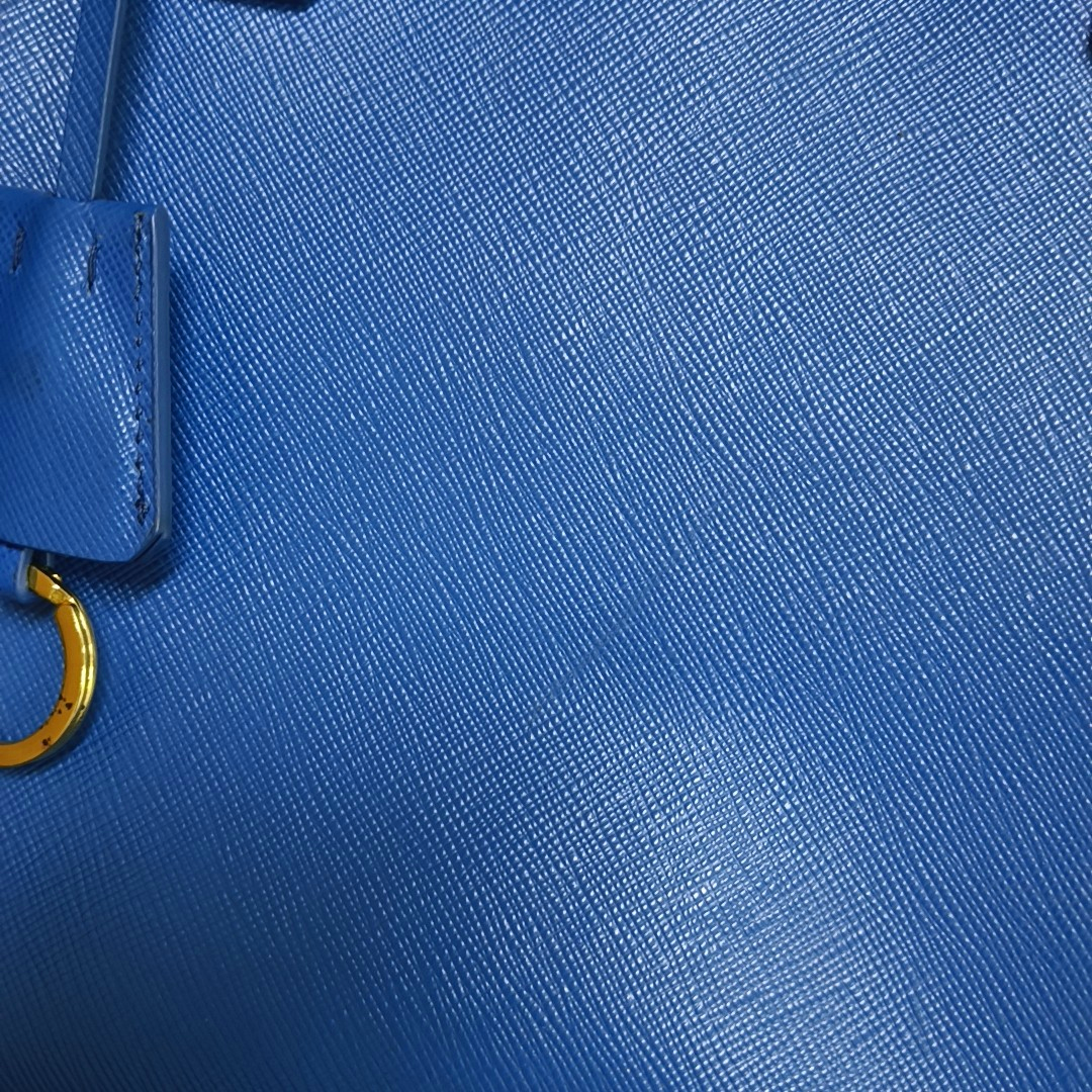PRADA Galleria Large size Dark Blue Cowhide Logo Crosshatch Killer Bag Single Shoulder Bag Golden hardware Removable shoulder strap-(SKU)-959580601