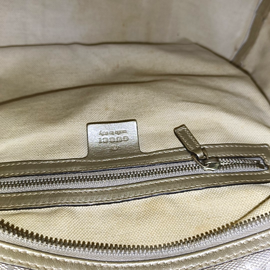 GUCCI Joy Medium size Silver Coated Canvas Monogram Handbag Golden hardware-(SKU)-950869201
