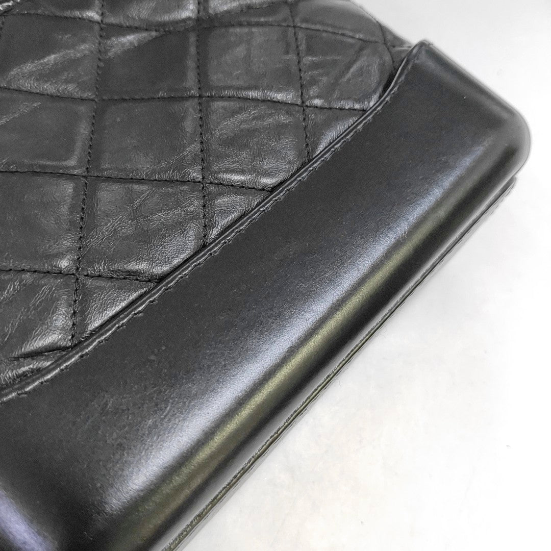 CHANEL GABRIELLE Small Black Leather Quilted Intrecciato Bag Crossbody Bag Single Shoulder Bag Golden Silver Ruthenium Hardware 26cm Removable Strap Accessories Complete-(SKU)-949455868