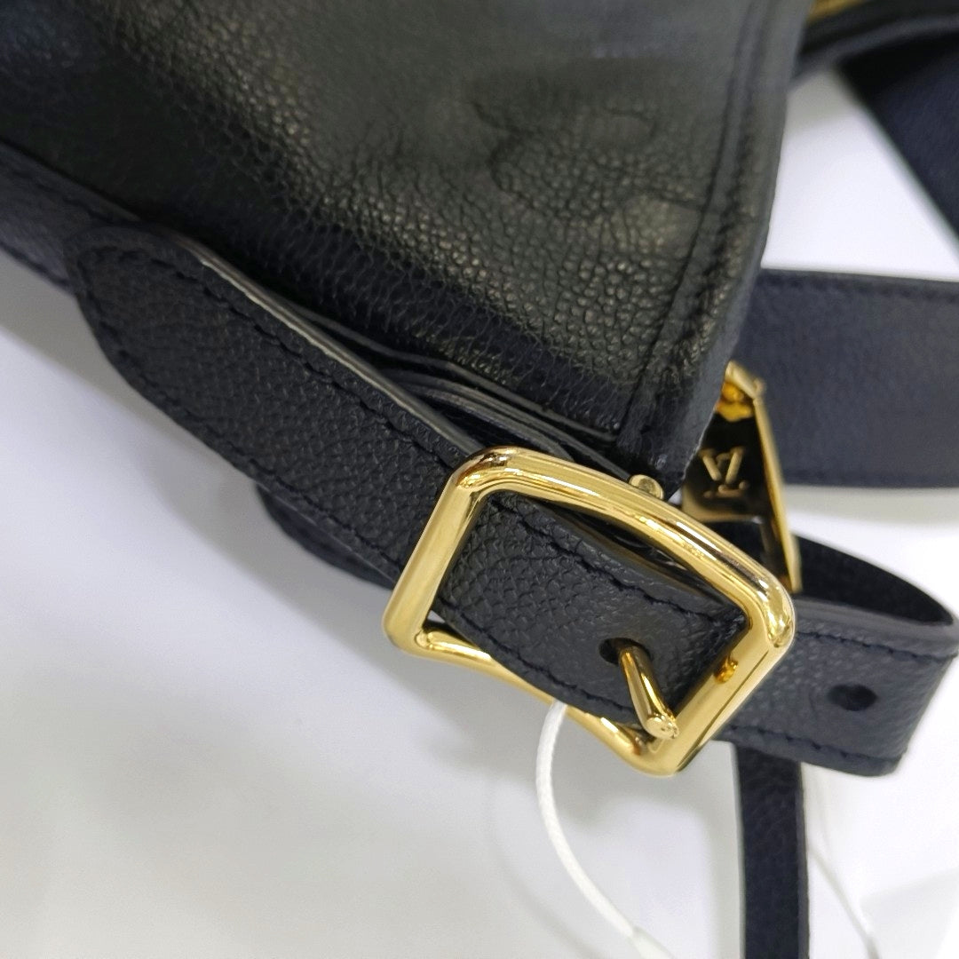 LOUIS VUITTON CARRYALL Small Black Leather Monogram Damier Ebene Black Shoulder Bag Tote Bag with Gold Hardware and Detachable Shoulder Strap-(SKU)-966661333