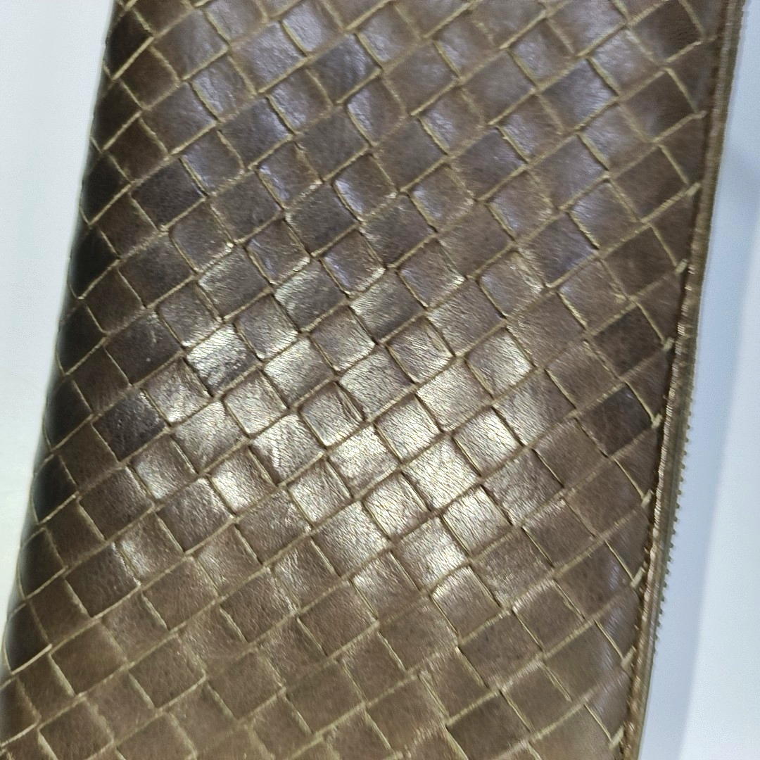 BOTTEGA VENETA Dark Brown Cowhide Woven Wallet Black hardware-(SKU)-939008283