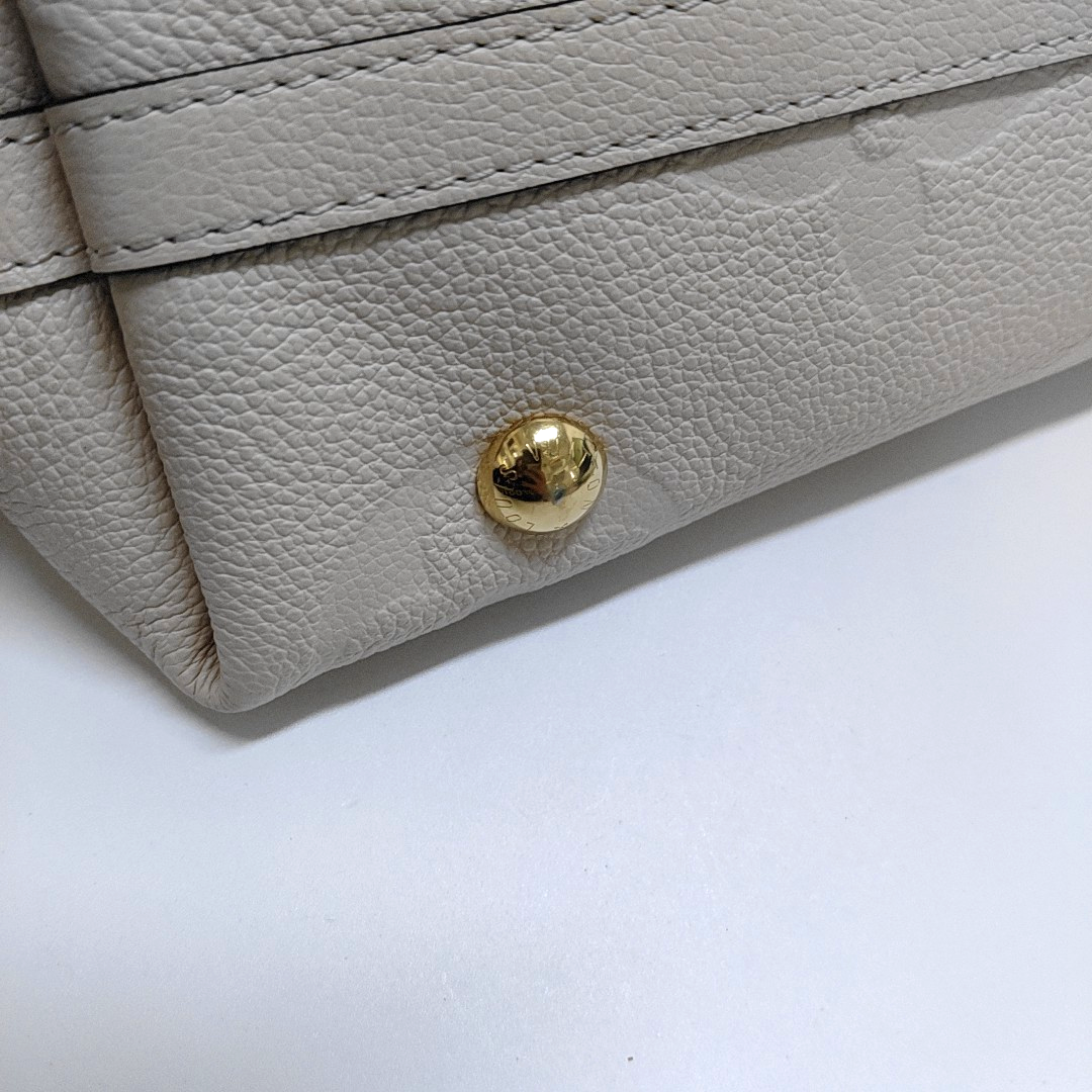 LOUIS VUITTON CARRYALL Small Beige Leather Monogram Damier Ebene Shoulder Bag Tote Bag Crossbody Golden Hardware Removable Shoulder Strap-(SKU)-965118869