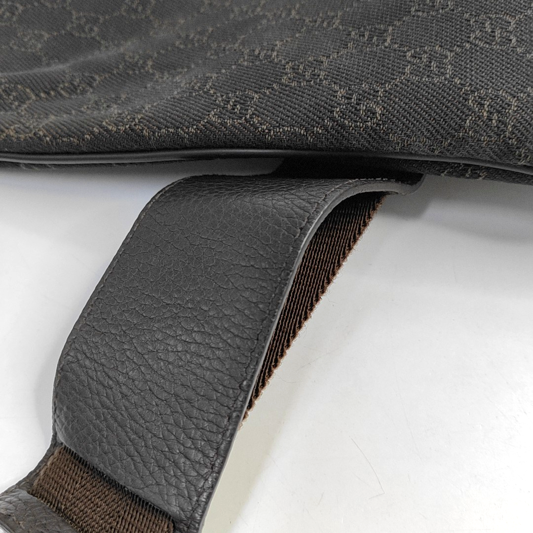 GUCCI Dark Brown Canvas Vintage Shoulder and Crossbody Bag Silver Hardware-(SKU)-957590302