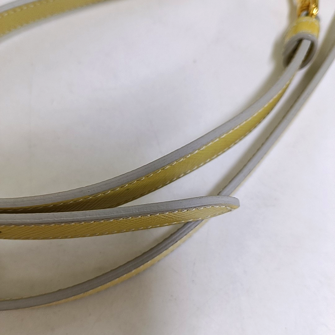 PRADA Promenade Yellow Cowhide Logo Monogram Crossbody Tote Bag Golden hardware Removable shoulder strap-(SKU)-959047479