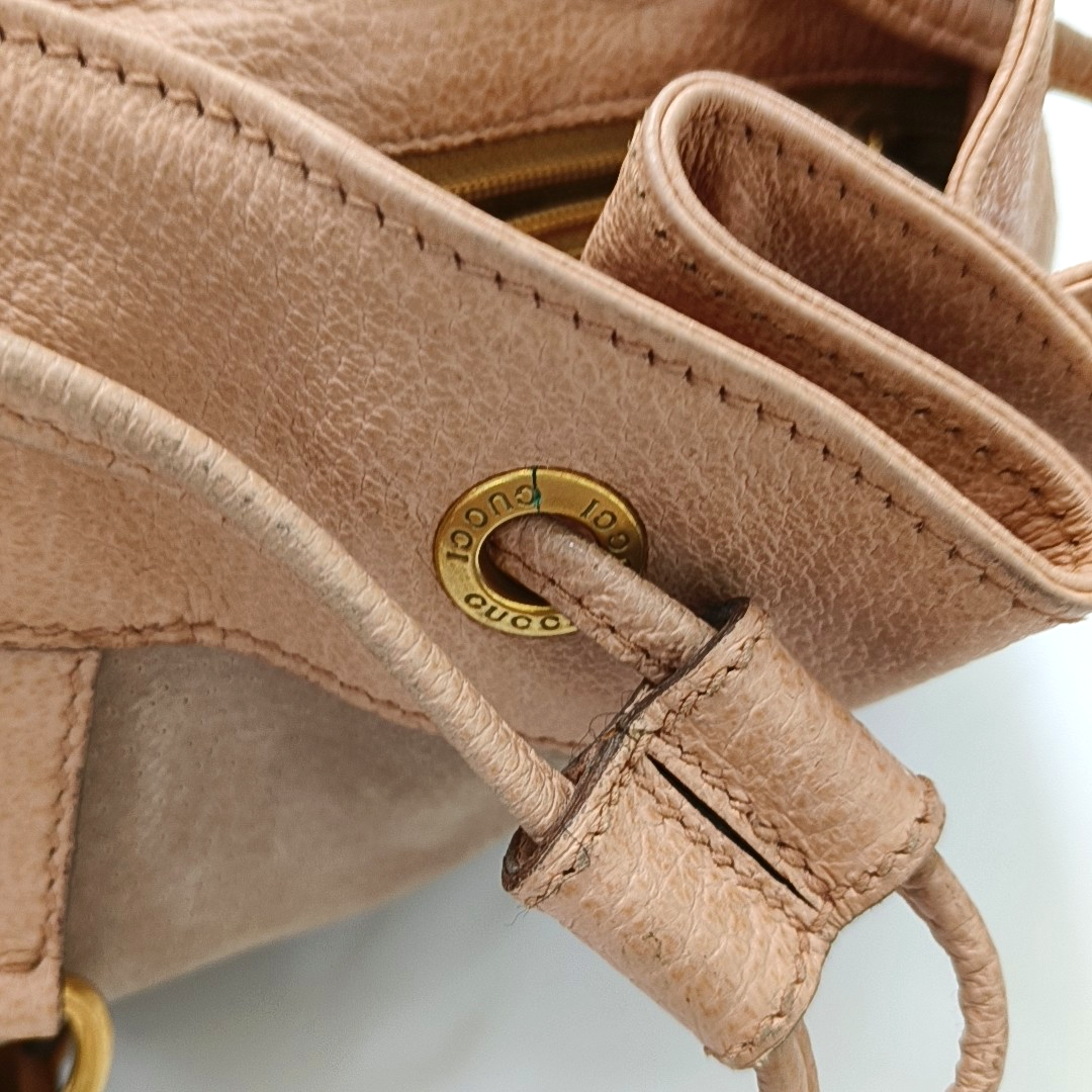 GUCCI Brown suede bamboo backpack Golden hardware-(SKU)-948850535
