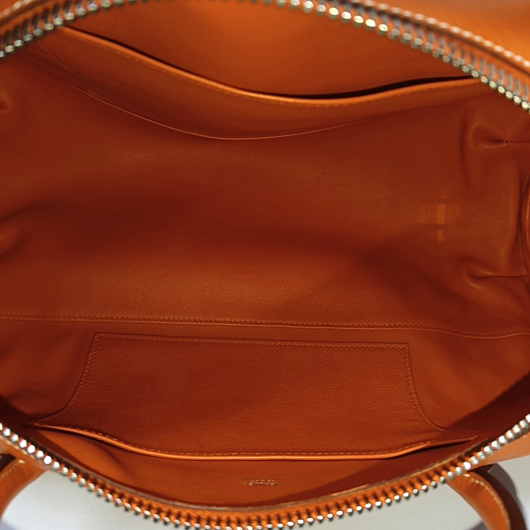 HERMÈS Voyage Polochon Orange Evercolor Calfskin Handbag Golden Hardware 🄽-(SKU)-943397886