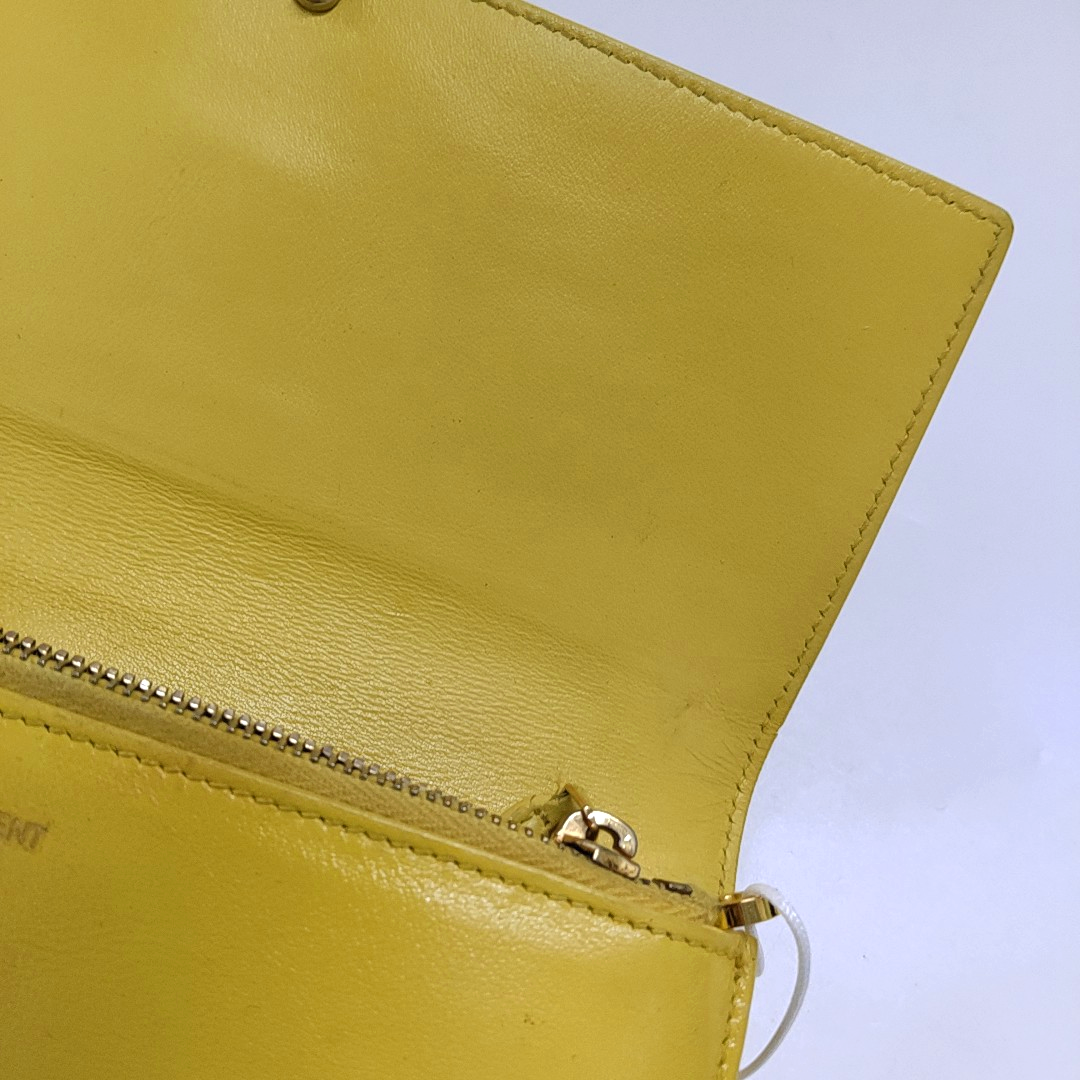 YSL CHYC Y LIGNE Yellow Cowhide Wallet Golden hardware-(SKU)-960428590