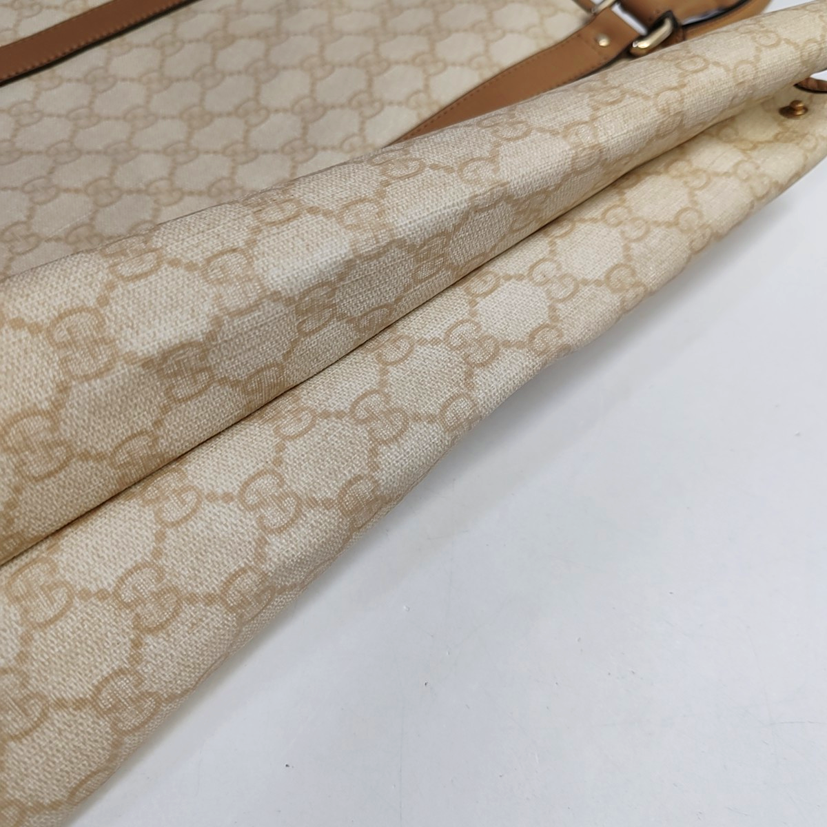 GUCCI Shima Tote Beige Coated Canvas Monogrammed Printed Single Shoulder Bag Handbag Golden hardware-(SKU)-947608449