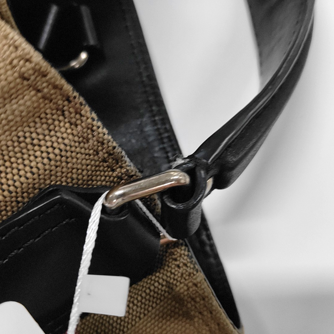 BURBERRY Ashby Medium size Brown Canvas Single Shoulder Bag Tote Sling Ruthenium color hardware Pouch detachable shoulder strap-(SKU)-14097455