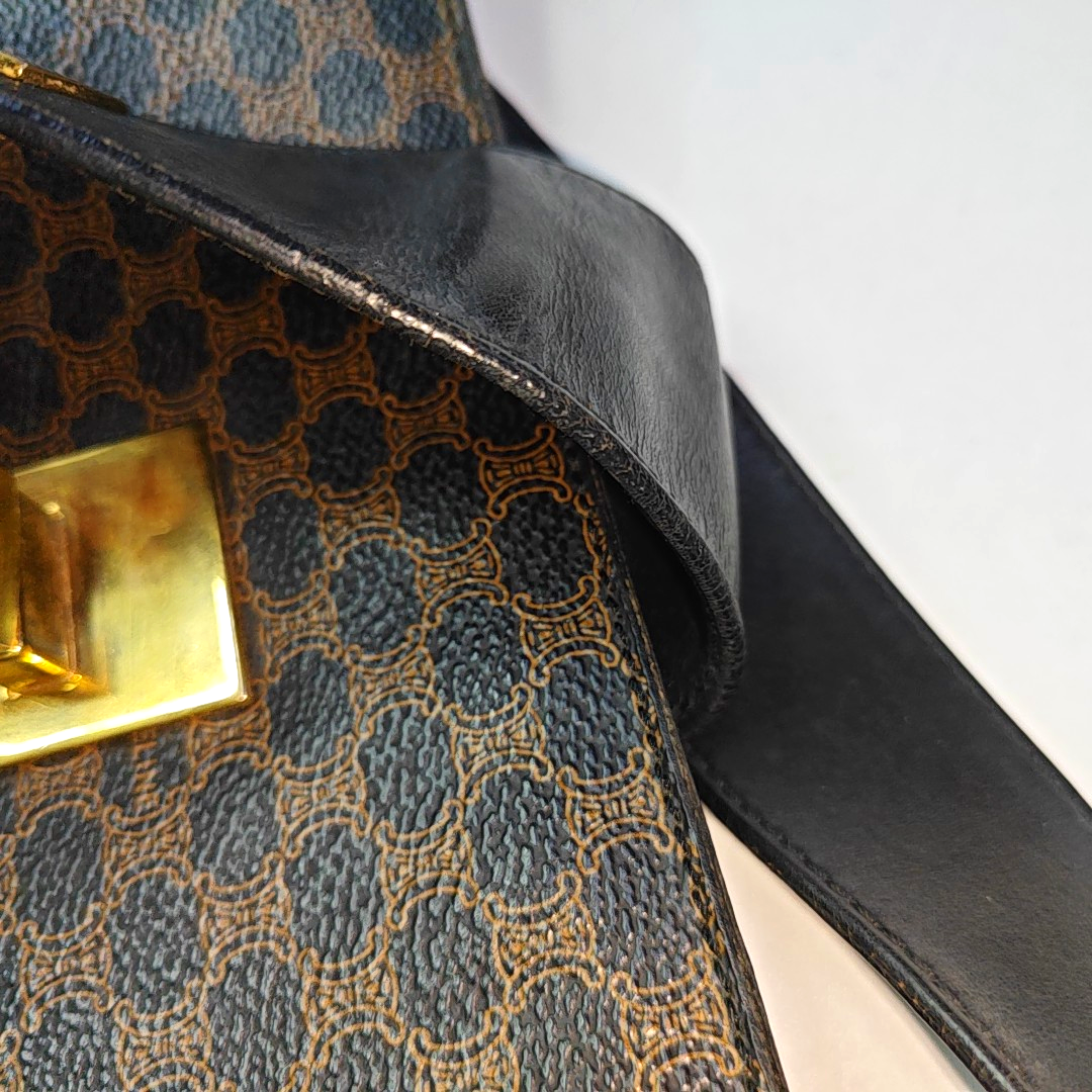 CELINE Tote bag Dark brown coated canvas Arc de Triomphe shoulder bag/handbag Golden hardware-(SKU)-935906004