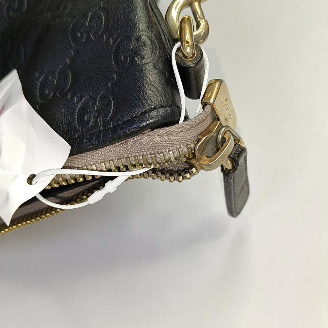 GUCCI Heart Bit Black Cowhide Monogrammed Tote Handbag Single Shoulder Bag Golden hardware Removable shoulder strap-(SKU)-944990688