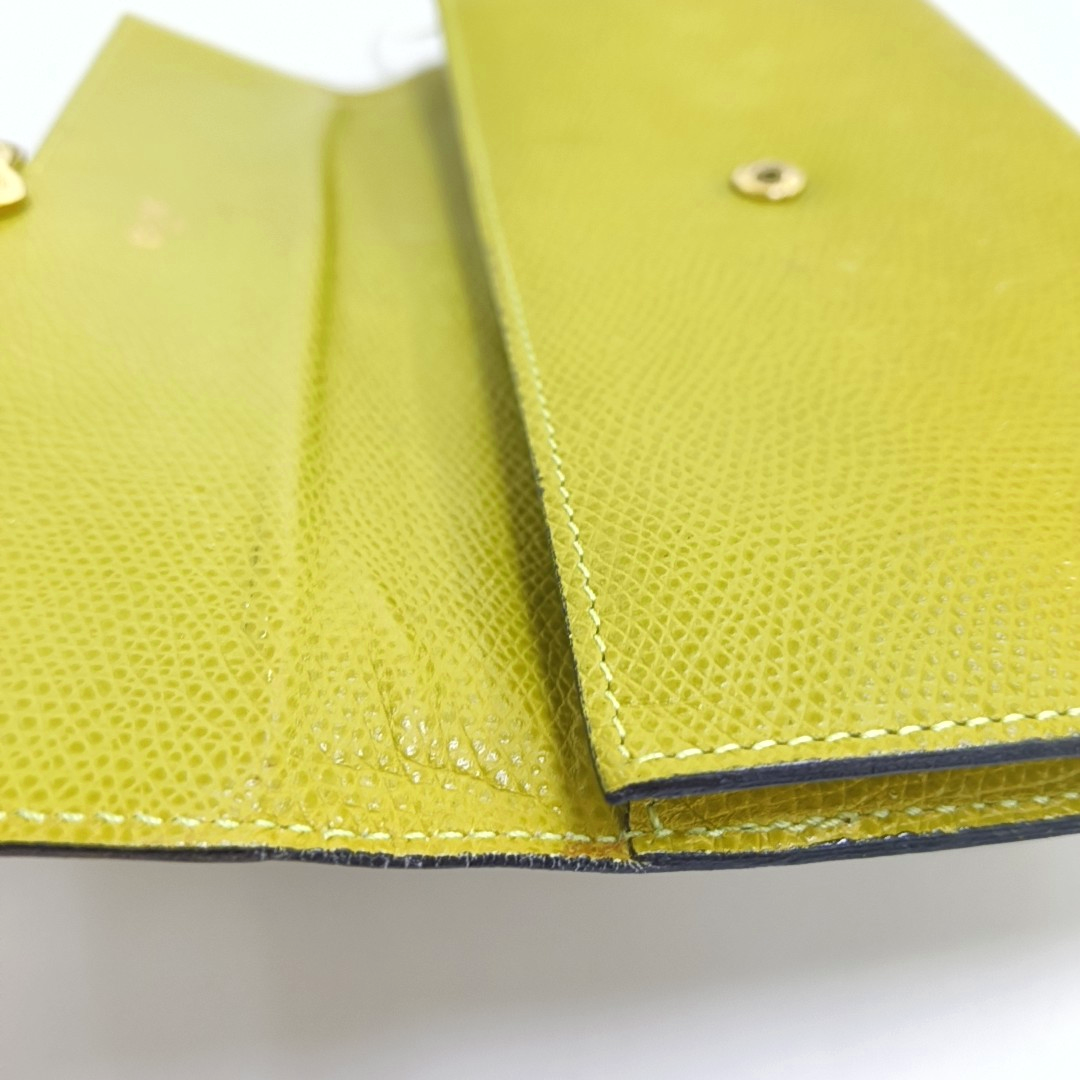 CELINE Yellow Cow Leather Embossed Wallet Golden hardware-(SKU)-944838717
