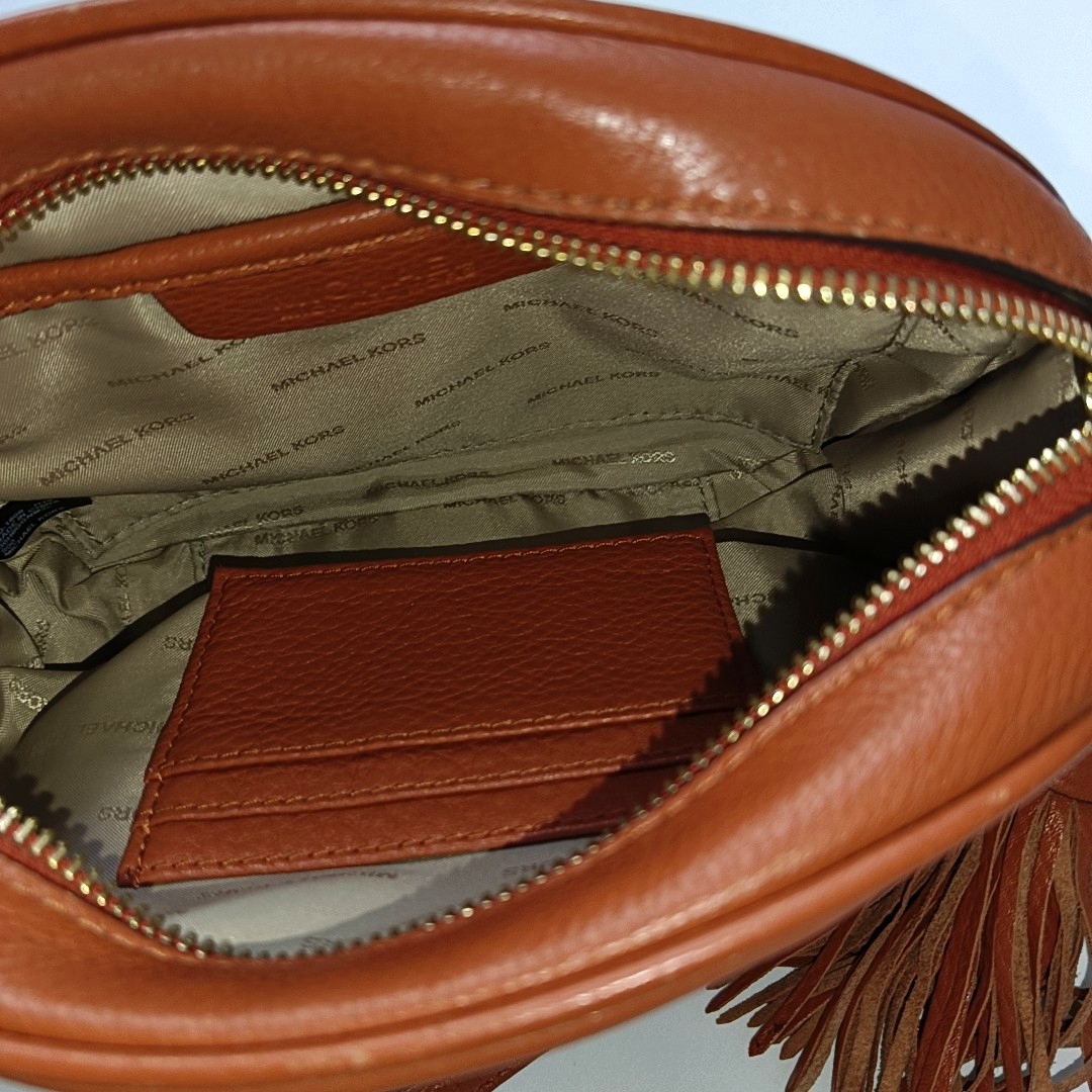 MICHAEL KORS Jet Set Orange Red Leather Single Shoulder Bag Crossbody Bag Golden hardware-(SKU)-951616686