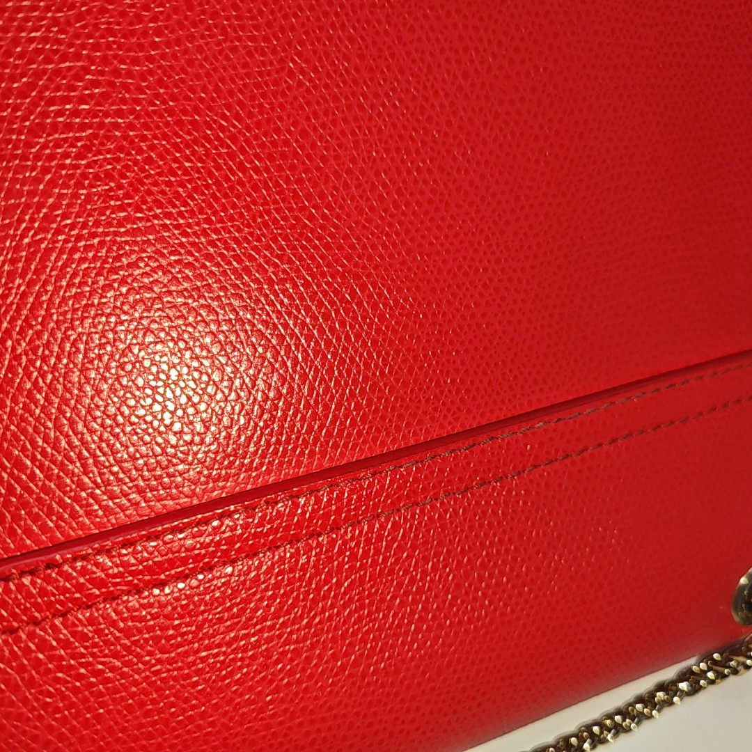 FURLA Red Leather Rivets Shoulder Bag Crossbody Bag Golden hardware-(SKU)-940159731