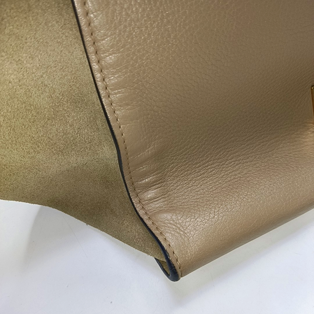 CELINE TRAPEZE Medium size Khaki Cowhide Hammock Bag, Shoulder Bag, Handbag Golden hardware Removable shoulder strap-(SKU)-952129891