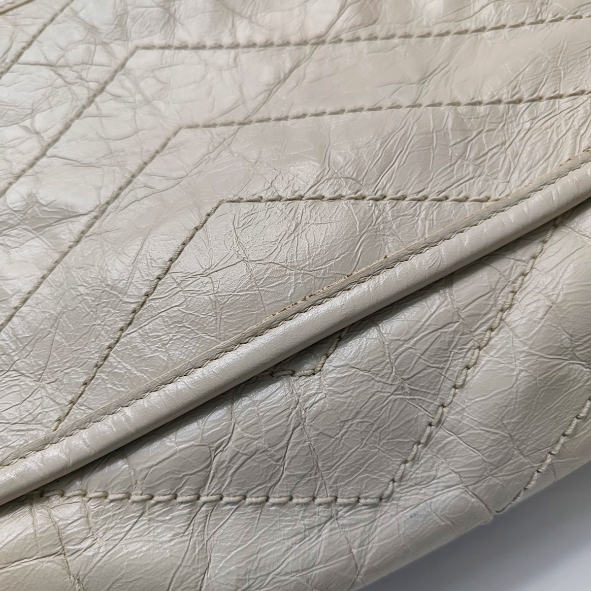 YSL NIKI Small White Calfskin Quilted V-Stripe Shoulder Bag and Crossbody with White Rhodium-Plated Hardware-(SKU)-953133079