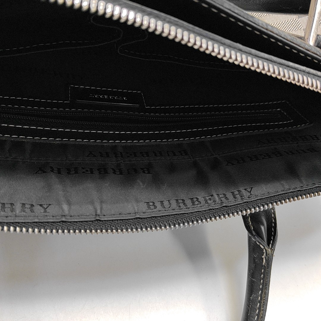 BURBERRY Tote bag Small size Gray Canvas Battle Horse Stripe Handbag Silver Hardware-(SKU)-944050541
