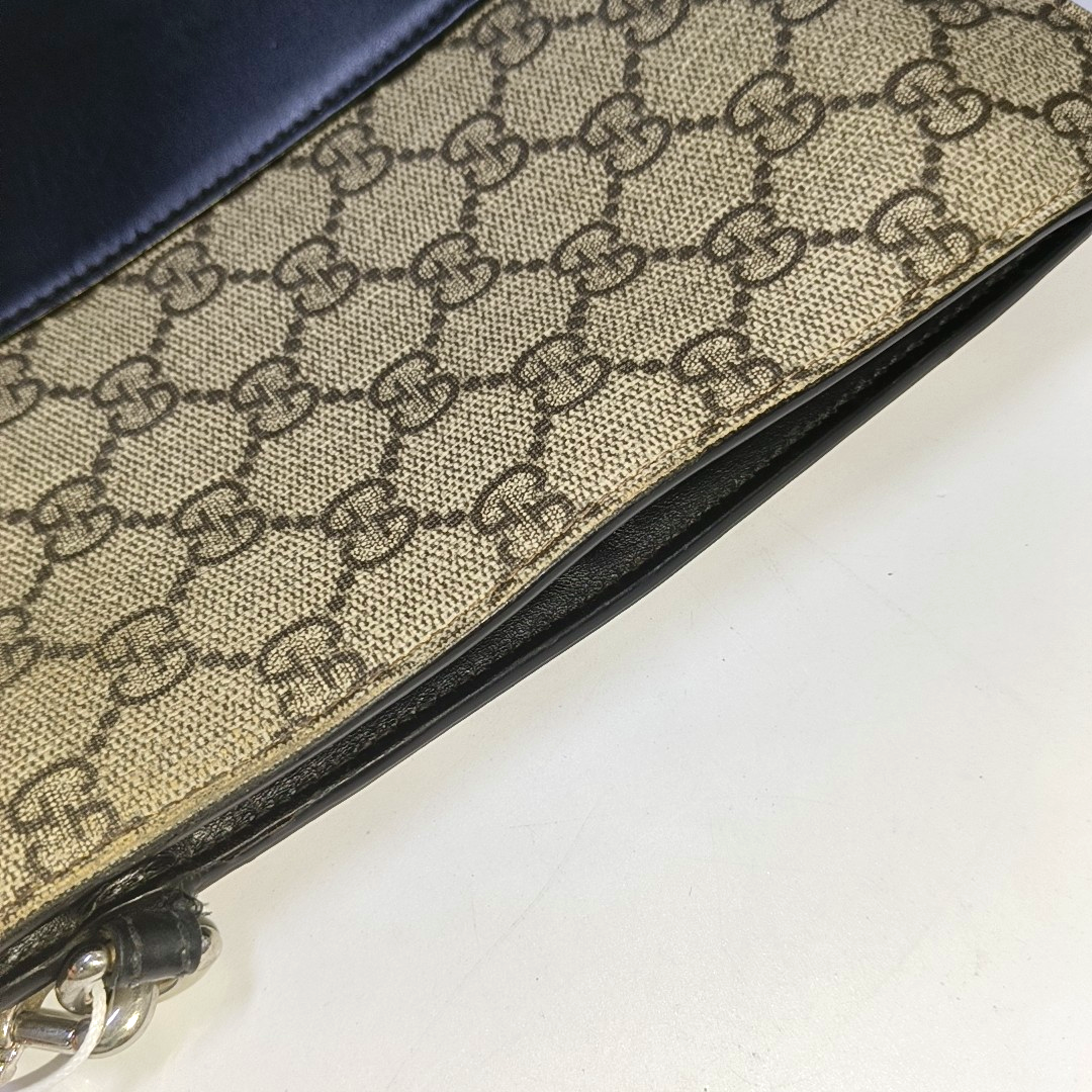GUCCI GG Supreme Brown Coated Canvas Monogrammed Tote Handbag Silver Hardware-(SKU)-943502591