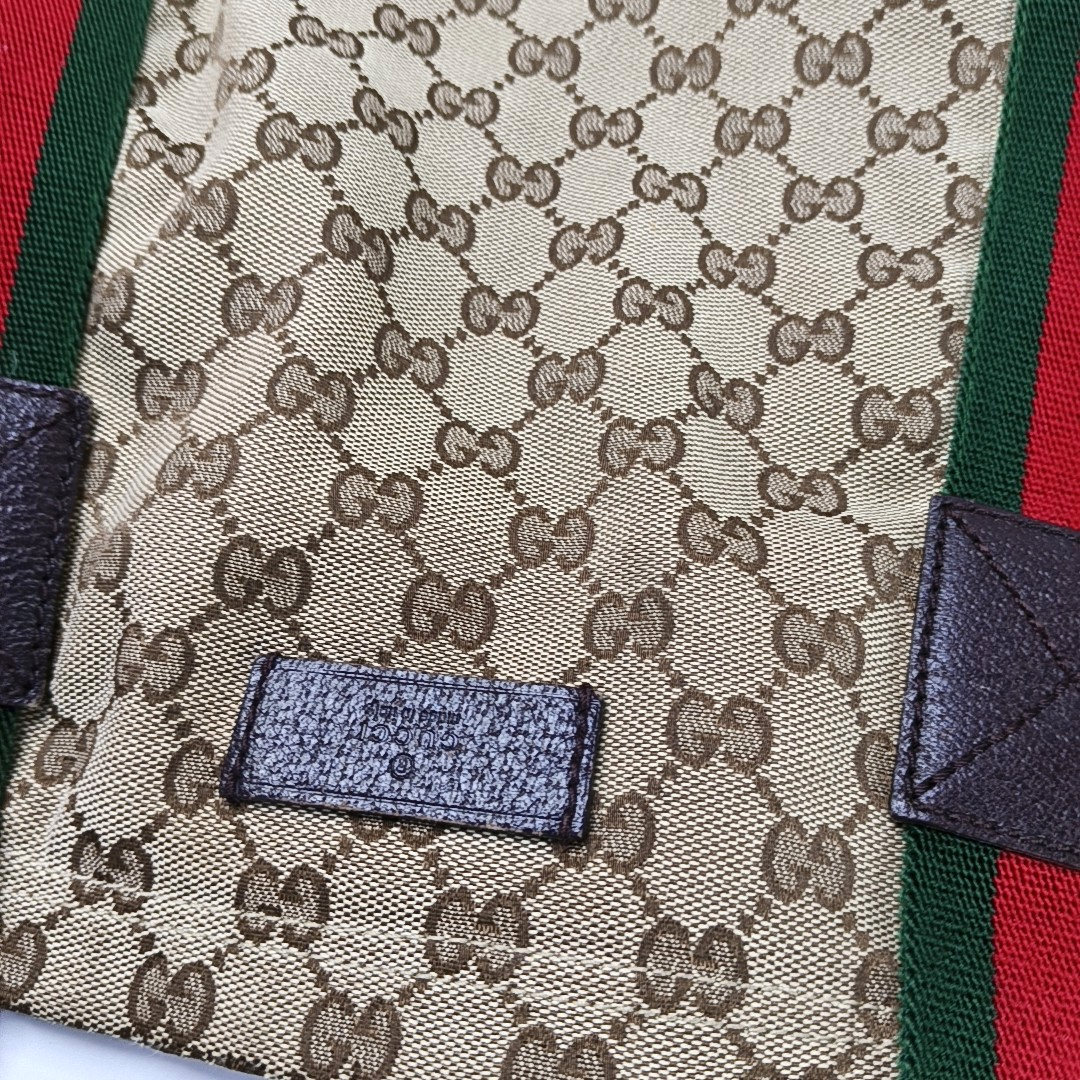 GUCCI Diaper Brown Canvas Monogrammed Striped Webbing Handbag Shoulder Bag-(SKU)-960138854