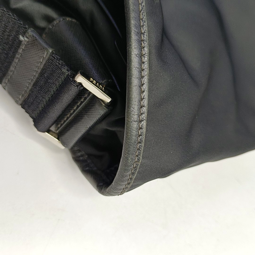PRADA Black Nylon Single Shoulder Bag Crossbody Bag Silver Hardware-(SKU)-954414851