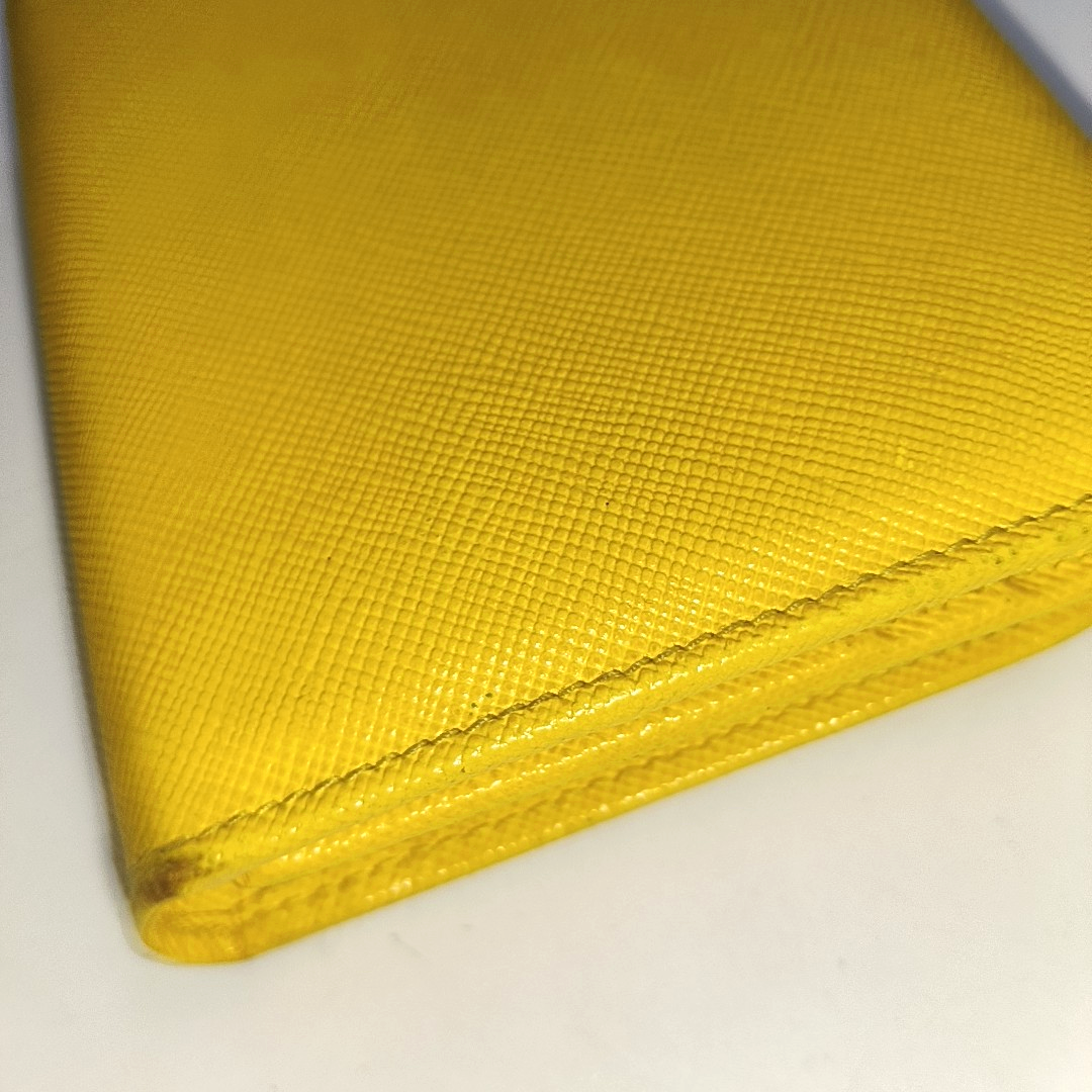 PRADA Yellow Cowhide Cross Grain Wallet Golden hardware-(SKU)-938135493